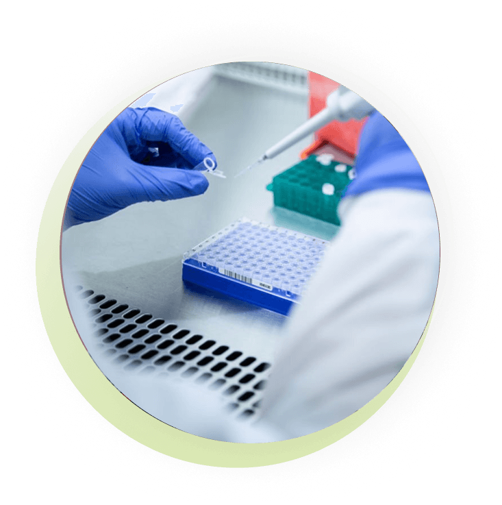 Scientist performing clinical DNA testing with a pipette