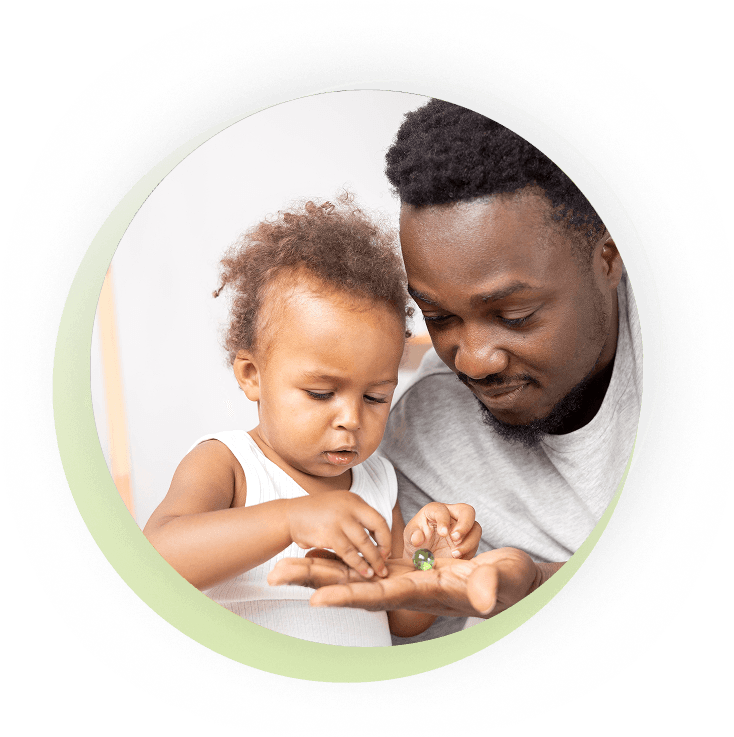 Father and child playing together