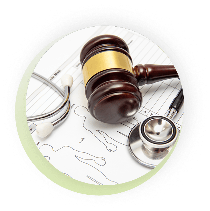 Gavel and stethoscope representing DNA testing and documentation